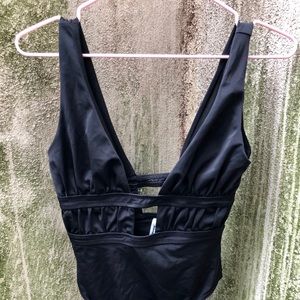 ASOS Swim Monotini Bathing Suit Black Peekaboo👙